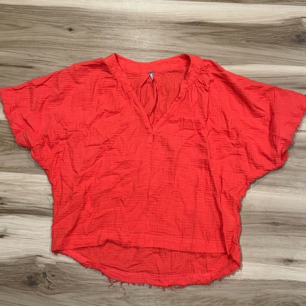 YFB Young Fabulous and Broke Gauze Orange Flowy Shirt Top Women’s XS